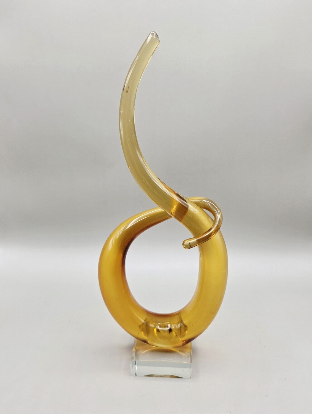 Vintage Murano Amber Art Glass "Love Knot" Sculpture